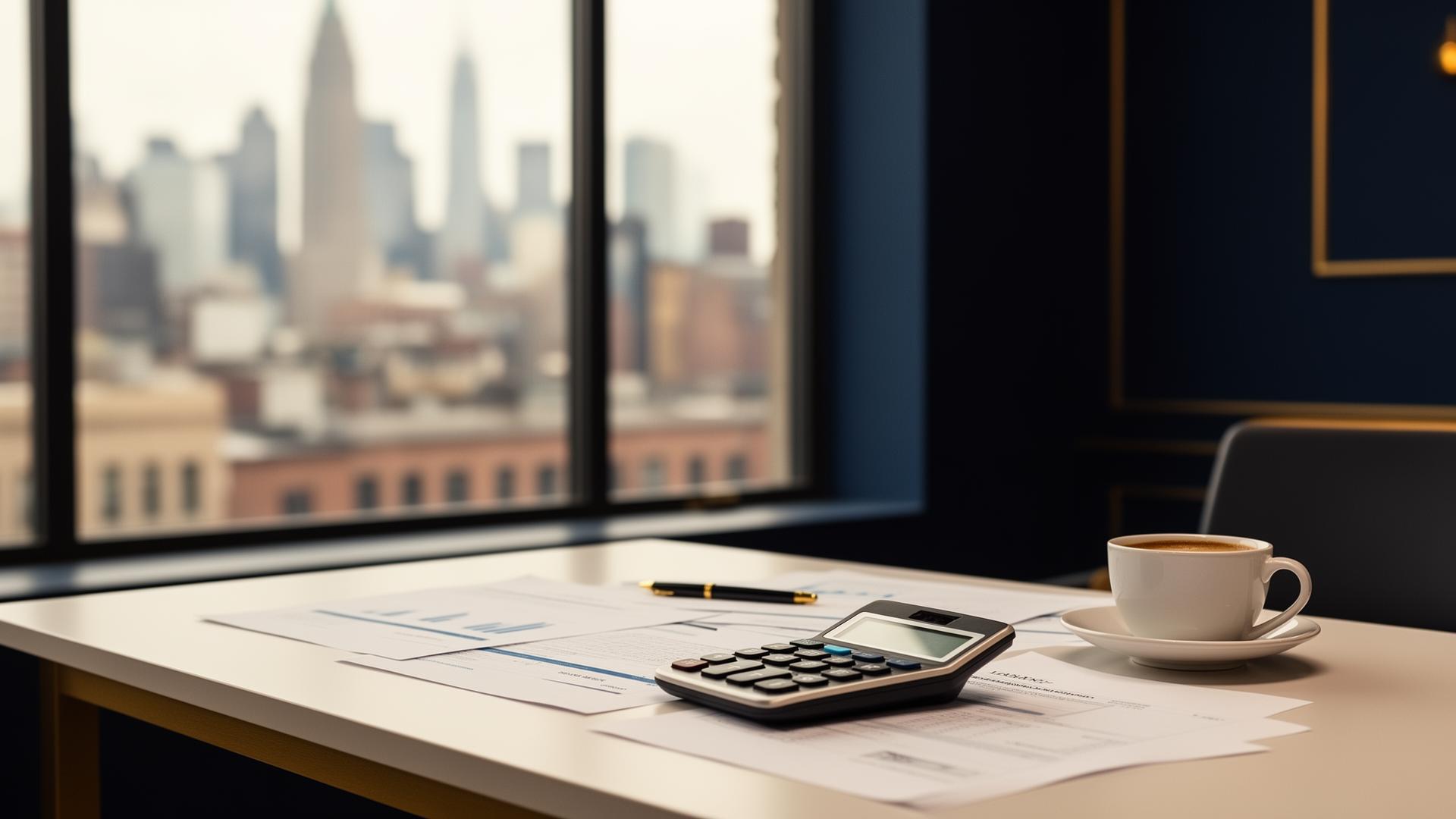 Modern accounting office overlooking the Brooklyn skyline